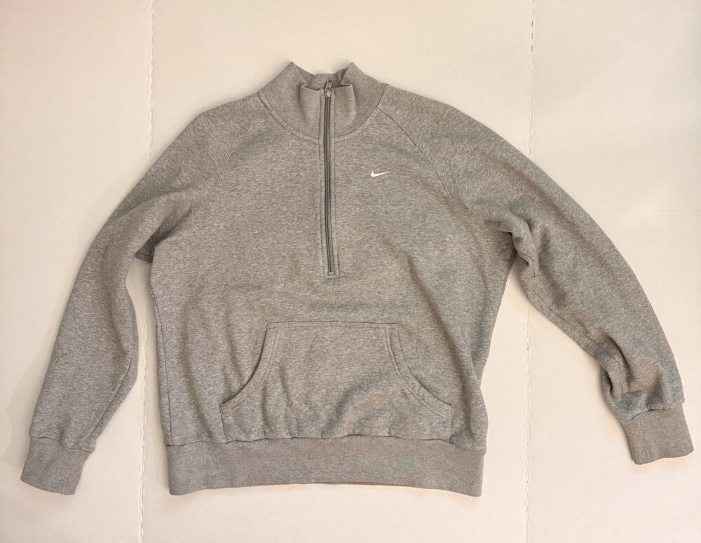 Vintage Nike The Athletic Dept Quarter Zip Fleece Sweatshirt Gray Womens XL Y2K - Picture 11 of 11